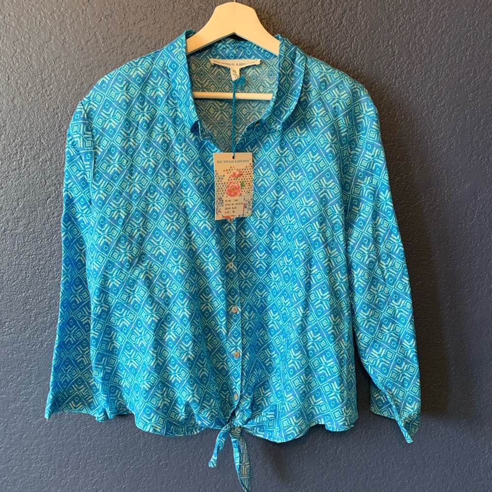 NEW MAC DOUGAL & HOUSTON Linen Blend Blouse